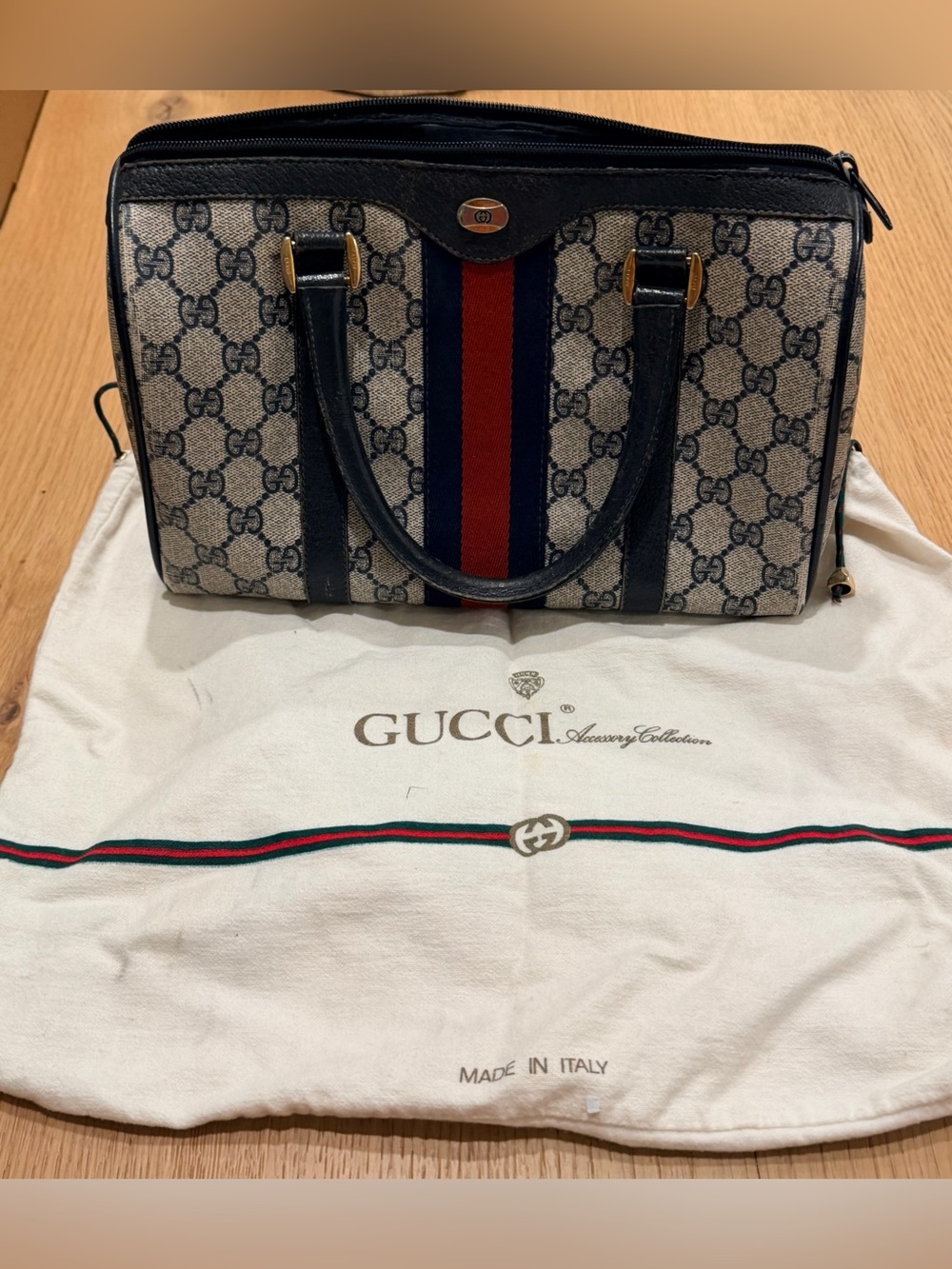 Gucci Navy Blue Leather Bag